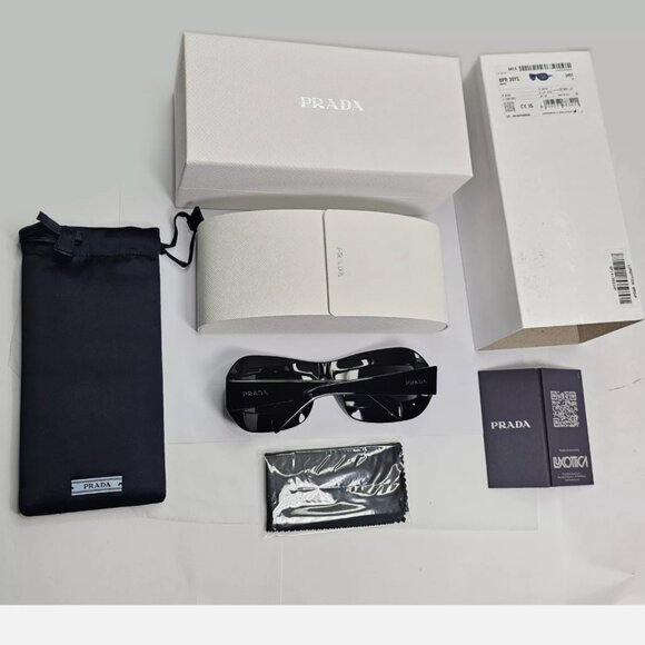 Ladies Prada Grey Italy Square Black Wrap Sunglasses - Picture 6 of 6